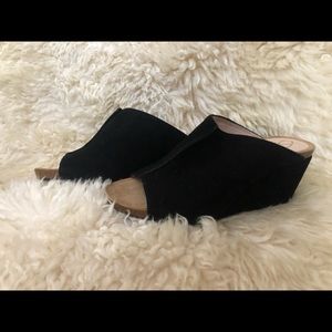 Sudini Black Suede Wedge Sandals